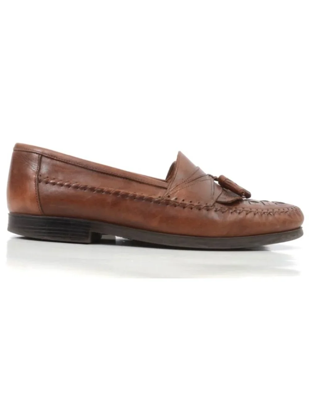 Georgio Bruntini Bartell Men's 12M Brown Leather Basket Weave Tassel Loafers